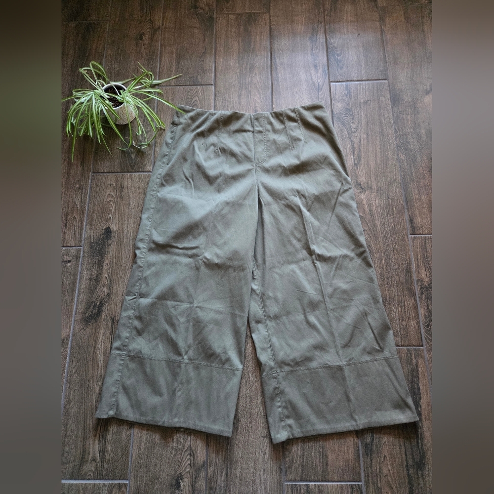 NWT Spanx Stretch Twill Cropped Wide Leg Pants in Sage Green 3X - Picture 3 of 16